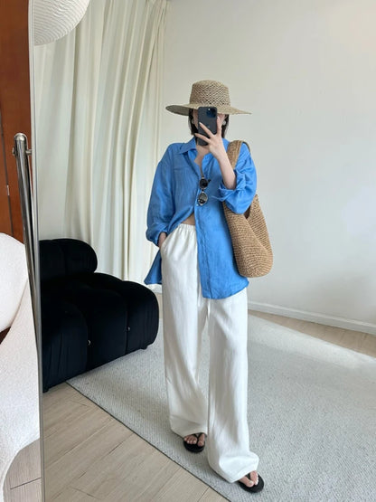 Lucavio Summer Straight Linen Pants