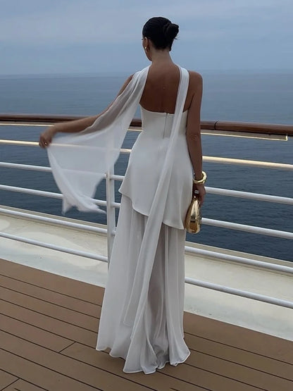 Rubané Strapless Mesh Maxi Dress