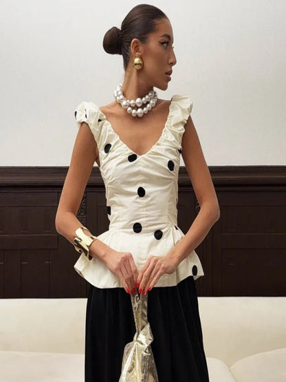 Rosaline Polka Dot Peplum Top