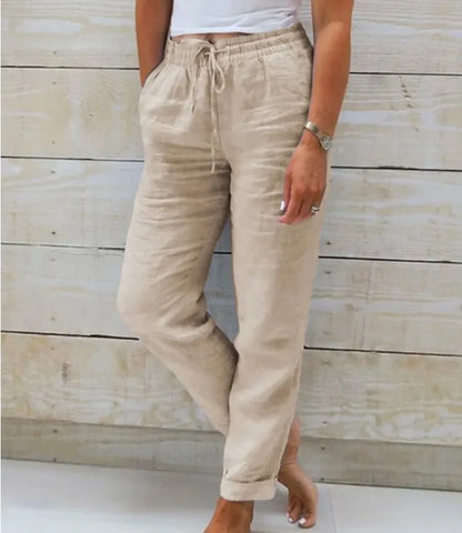 Laurène Linen Pencil Trousers