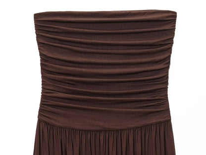 Solvaine Strapless Pleated Dress