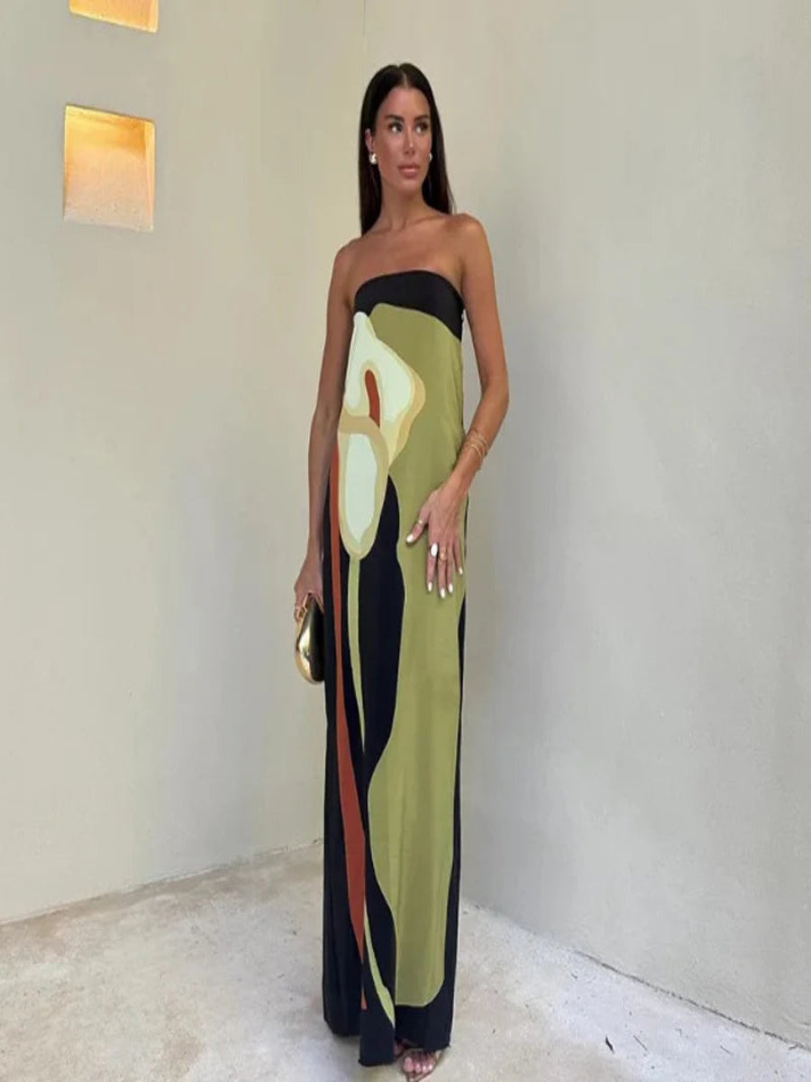 Seraphina Printed Strapless Maxi Dress
