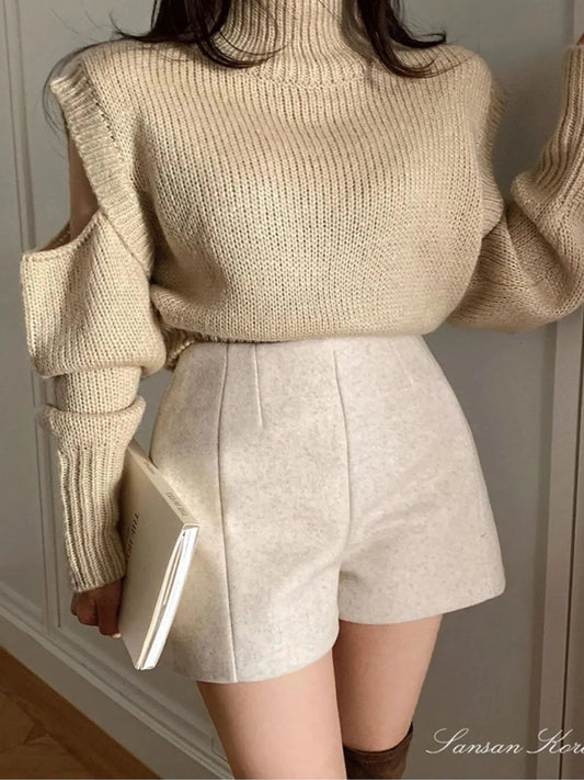 Valmirelle Wool High-Waist Shorts
