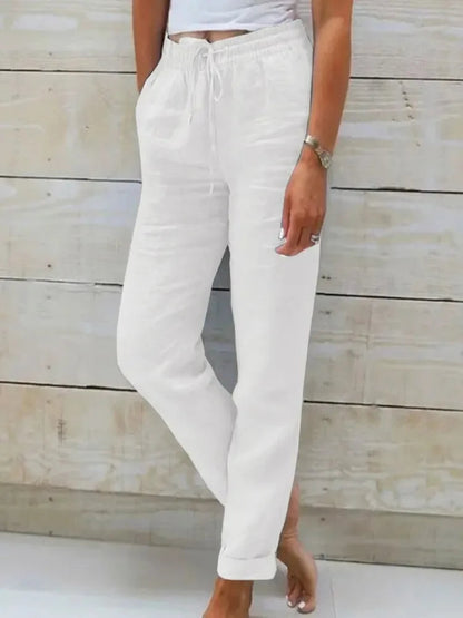 Laurène Linen Pencil Trousers