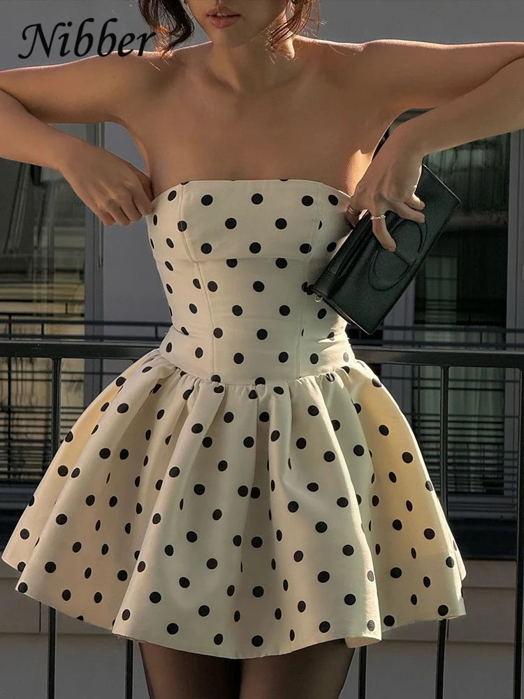 Elvarie Polka Dot Dress with Bow Back