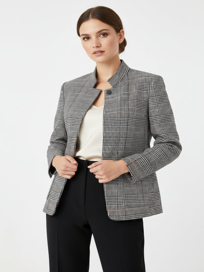 Torino Plaid Stand Collar Slim Blazer