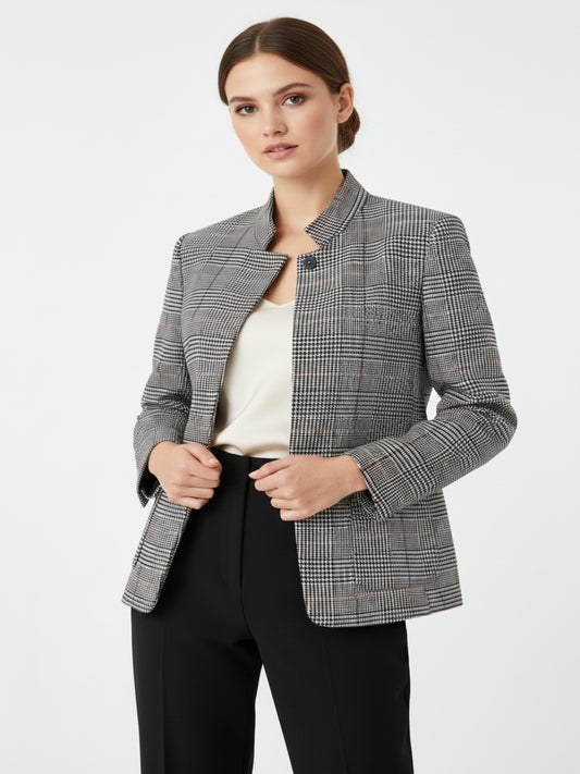 Torino Plaid Stand Collar Slim Blazer