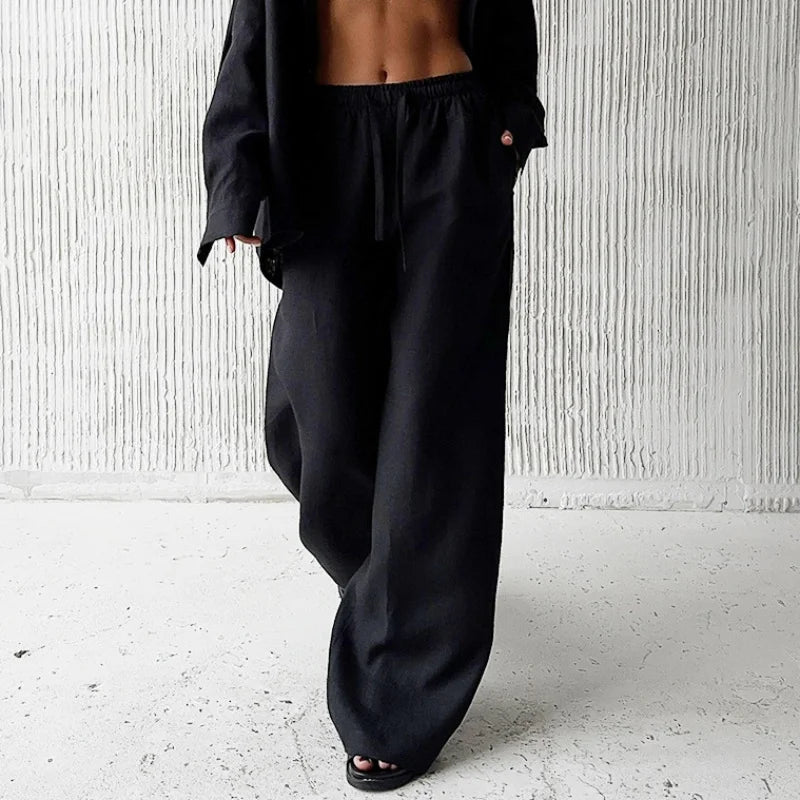 Linnea Wide Leg Drawstring Trousers