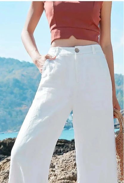 Norvelle Straight Linen Trousers