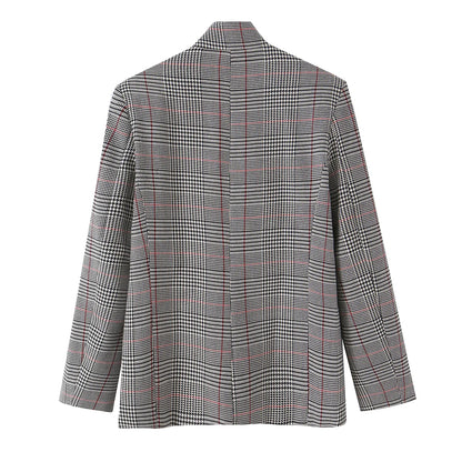 Torino Plaid Stand Collar Slim Blazer