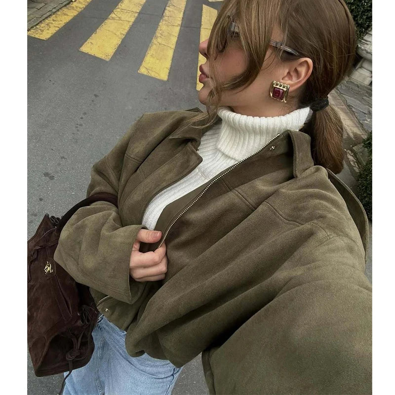 Sienna Faux Suede Bomber Jacket
