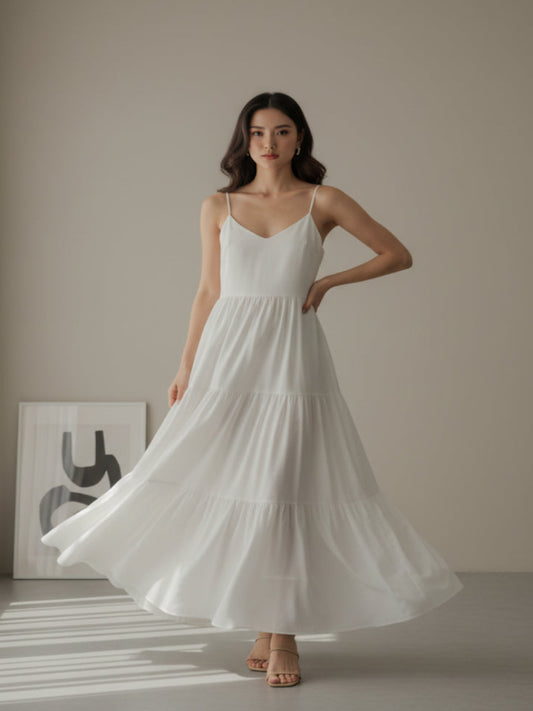Serenelle Layered Cotton Maxi Dress