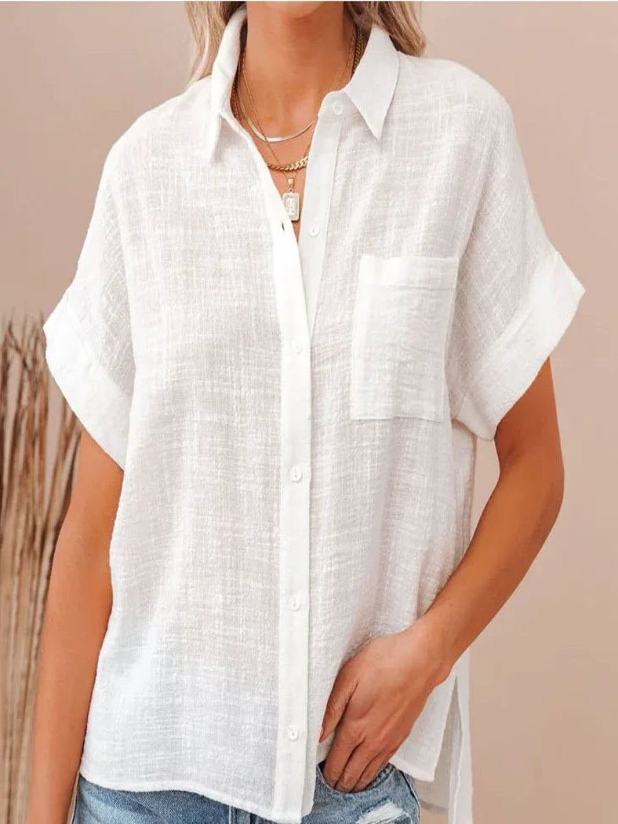 Bastienne Short Sleeve Linen Blouse