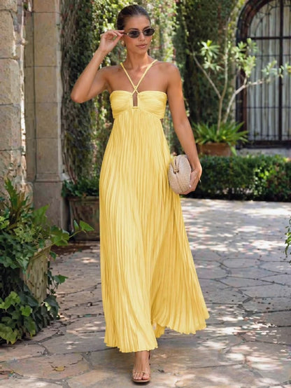 Clarisse Strapless Pleated Maxi Dress