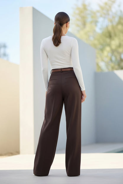 Aveline High Waist Straight Leg Trousers