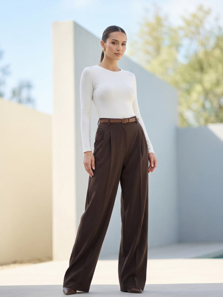 Aveline High Waist Straight Leg Trousers
